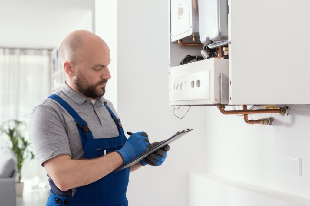 Gas Engineer Checking Boiler